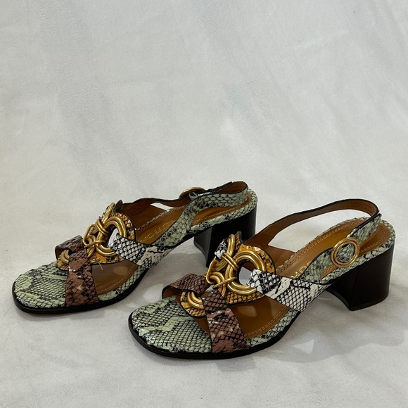 Tory Burch Snake Skin Slingback Sandals - Picture 4 of 7